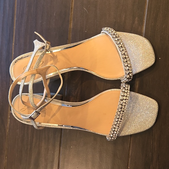 Jewel By Badgley Mischka Silver Glitter Rhinestone Heel Sandal Size 11 NWOT - Picture 6 of 8